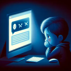 A child subjected to cyberbullying